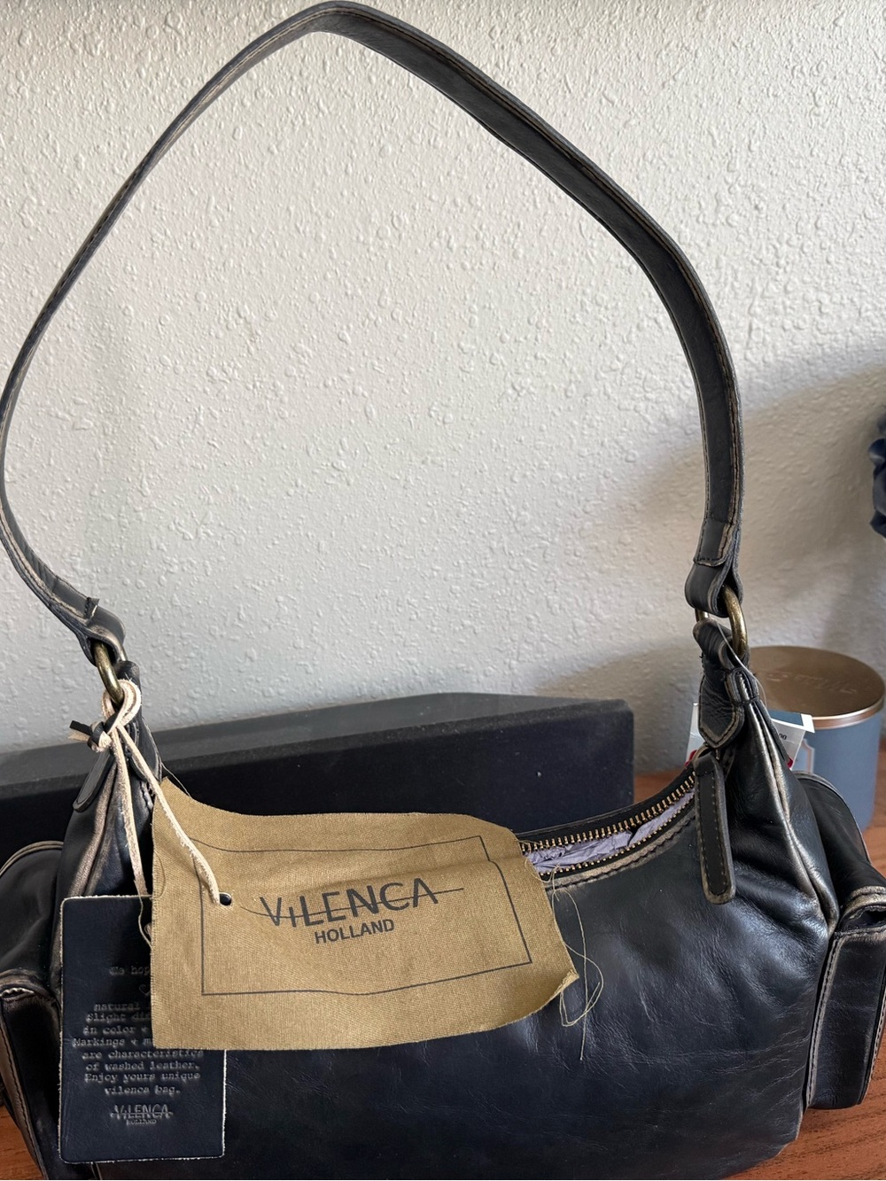 Vilenca Black Leather Shoulder Bag